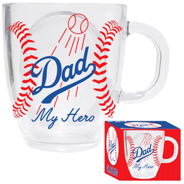 School Holiday Shop Dad My Hero Baseball Glass Mug