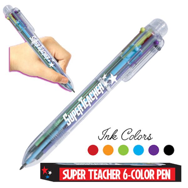 School Holiday Shop Super Teacher 6 Color Pen