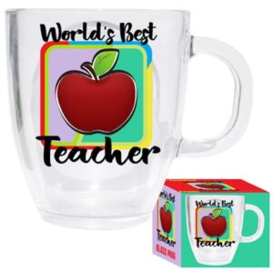 School Holiday Shop World's Best Teacher Glass Mug