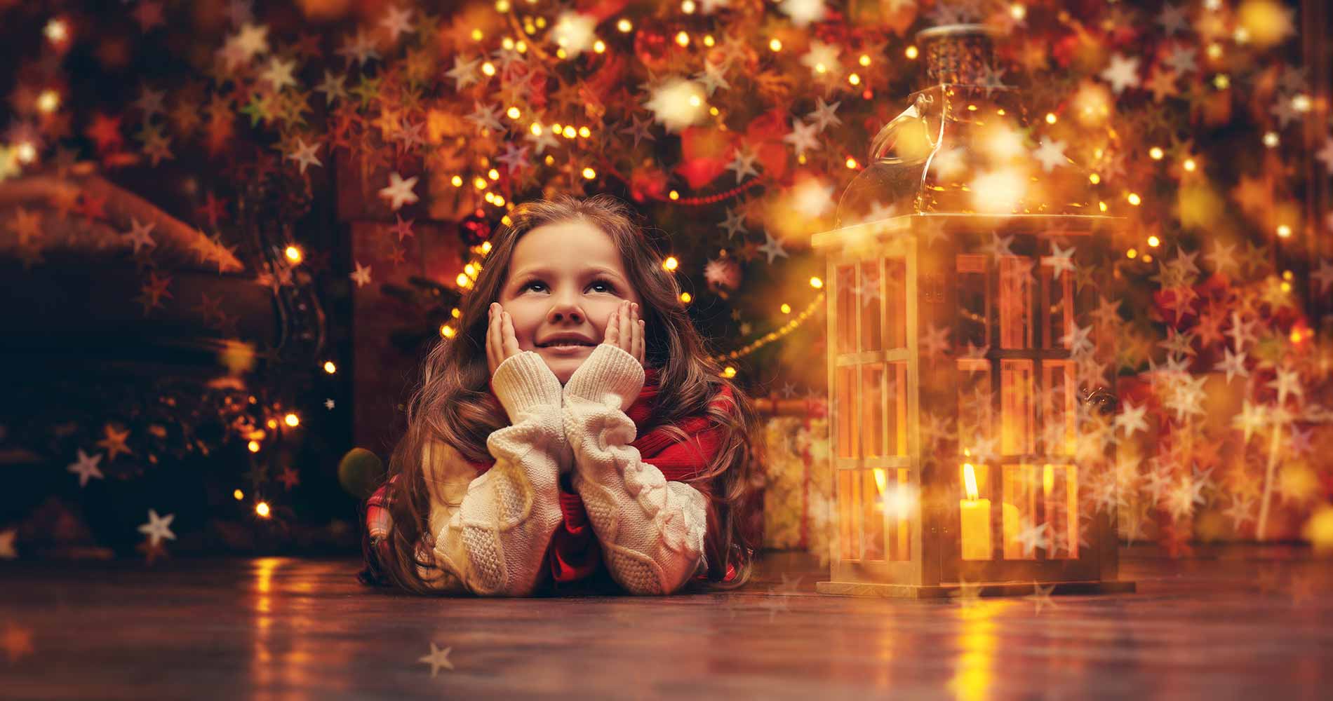 Young girl dreaming of Christmas