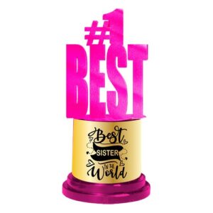 Our catalogue now features a prestige-crafted trophy accented with hues of glowing pink and gold, proudly emblazoned with the words "#Best Sister in the World." Its design inspires encouragement and love, positioning it as an excellent product to feature in your school or organization's upcoming holiday fundraiser.