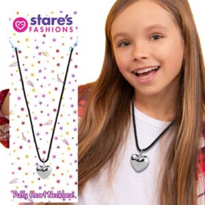 Experience the joy of giving with Stare's Fashions Fundraising Catalog. Our charming puffy heart-shaped necklace, worn by a radiant young girl in our advertisement, is just one of many items your school or organization can offer in your holiday fundraising endeavors. Let every purchase spread holiday cheer and contribute to your causes!