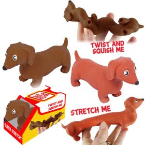 Our catalog boasts an array of photos featuring our top-selling, stretchable toy dachshund. You'll find this playful item in a series of dynamic poses, stretched and twisted to showcase its durability and flexibility. It's the perfect item for your organization's holiday fundraiser!