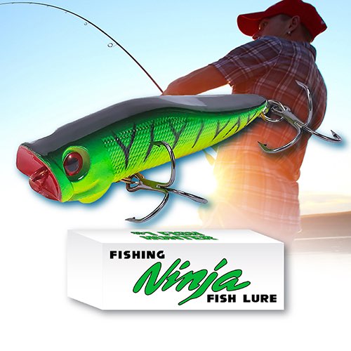 Introducing our exclusive fundraising catalog, we present a thoughtfully curated item - the "Ninja Fish Lure". Our visually appealing design features an artistic representation of a fisherman in the midst of action, subtly placed in the backdrop. The true star of this piece is vividly portrayed in the foreground - a large, vibrant fishing lure that stands out with its unique charm. This item is perfect for creating a festive holiday environment while assisting your school or organization to raise funds effectively.
