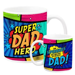 Presenting two vibrant and engaging mugs, sporting cherished superhero-themed designs that honor fatherhood. These festive vessels are perfect for your organization's holiday fundraising catalog, providing a product that encapsulates both functionality and sentimentality. Ideal for schools or other non-profit organizations looking to raise funds in a fun, creative way during the holiday season.