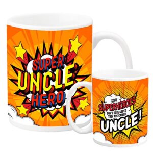 Featured in our fundraising catalog is the animated and lively "Super Uncle Hero" mug. Emblazoned with vibrant, comic-book inspired graphics, this mug features the statement "super uncle hero" on one side. The reverse side boasts an endearing sentiment: "some superheroes don't have capes - they are called uncle!" Guaranteed to put a smile on your favorite uncle's face, this fun and functional mug makes an excellent addition to your holiday fundraiser's offerings. Brought to you by our expert team dedicated to helping schools and organizations achieve their fundraising goals during the festive season.