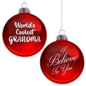 Add a touch of holiday cheer to your fundraising initiative with our wide range of festive decorations featured in our fundraising catalogs. Two of our best sellers are delightful red Christmas ornaments boasting touching inscriptions in elegant white script. One pays tribute to the "World's Coolest Grandma," making it an ideal gift within families, while the second, with its inspirational "I Believe In You" message, can motivate and encourage anyone during those chilly festive evenings. Perfect for any school or organization looking to raise funds this holiday season!