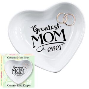 Introducing our Ceramic Heart-Shaped Ring Holder, inscribed with "Greatest Mom Ever", an excellent fundraising catalog offer for schools and organizations. This lovely item comes complete with attractive product packaging, making it a perfect gift choice for holiday fundraisers. Add a touch of heartfelt sentiment to your fundraising range and increase sales this holiday season.