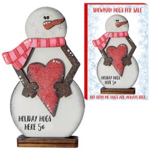 Discover our festive Snowman Figurines in our fundraising catalog - charming characters that hold loving hearts accompanied with a delightful sign that gleefully announces "Snowman Hugs for Sale." Perfect for your holiday fundraisers, they can help schools and organizations spread holiday cheer while achieving fundraising goals.