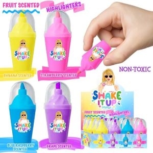 Introducing the "Shake It Up" Fundraiser Collection! Transform your fundraising efforts this holiday season with our delightful range of Shake It Up highlighters. Imagine the excitement as supporters indulge in vibrant colors and irresistible scents with every purchase: - Pink (Strawberry-Scented): Experience a sweet burst of creativity. - Yellow (Banana-Scented): Brighten up notes with tropical flair. - Purple (Grape-Scented): Add a touch of whimsy to any page. - Blue (Blue Raspberry-Scented): Spark imagination with this refreshing scent. Each highlighter is conveniently boxed and proudly labeled as "Non-Toxic," ensuring safety for all ages. Perfect for school, work, or home, these highlighters aren't just tools—they're conversation starters that make learning fun! Join us in creating memorable fundraising moments that not only engage but also promote healthful giving to support your organization’s goals. Aim higher this holiday season with Shake It Up Highlighters—where color meets cause!.