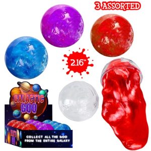 Introducing "Galactic Goo," an exciting addition to our fundraising catalog that promises to generate enthusiasm and profits alike! Delight your supporters with our colorful assorted goo balls, each meticulously crafted to measure 2.16 inches. These captivating orbs come in a variety of eye-catching colors, with one special ball that pours vibrant red goo for added fun and surprise. Presented in an appealing "Galactic Goo" box prominently labeled at the bottom left, these items are perfect for holiday fundraisers that aim to captivate while boosting your organization's fundraising goals. Designed to sell quickly and engage donors of all ages, this irresistible product is not just a toy; it's a stellar way to maximize your season's success!.