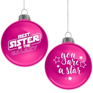 Elevate your holiday fundraising efforts with our exclusive collection of delightful ornaments that are sure to captivate and charm! Perfect for schools and organizations seeking unique holiday items, we present to you: - "Best Sister in the Galaxy" Ornament: Celebrate sisterhood with this beautifully designed pink ornament that speaks volumes about sibling love. - "You Are a Star" Ornament: Illuminate the season with this enchanting ornament, adorned with shimmering star graphics, perfect for reminding someone special that they shine brightly. These festive treasures are ideal selections for any holiday fundraiser, promising smiles and successful earnings for your cause. Let our fundraising catalogs be your partner in raising spirits and funds this season!.