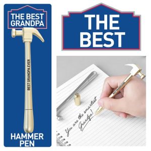 Introducing a delightful and unique addition to our holiday fundraising catalog: the "Best Grandpa Ever" Hammer Pen. This charming writing tool is designed in the shape of a hammer, making it a perfect gift for the handyman grandpa in your life. Watch as it effortlessly pens heartwarming messages like "You are the smartest Grandpa" on notepads, bringing smiles with every use. The thoughtfully crafted packaging proudly displays "The Best Grandpa" text, adding an extra touch of sentimentality that's sure to make this item fly off your fundraiser tables. Not only will this product help you show appreciation for grandfathers everywhere, but it will also support schools and organizations in their fundraising efforts during this joyous holiday season.