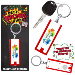 Introducing the "Star Teacher" Keychain with Pocketlight, a standout addition to your holiday fundraising catalog! Ideal for schools and organizations aiming to shine during their seasonal fundraising campaigns. This delightful keychain isn’t just practical with its handy pocketlight, but it’s also a heartfelt way to acknowledge those amazing educators who make a difference every day. Each package is elegantly designed with "Best Teacher Ever" proudly displayed, accompanied by a meaningful thank-you note that reads, "Thank You For Making Me Brighter." It's the perfect gift that will illuminate your appreciation and brighten any teacher's day!.