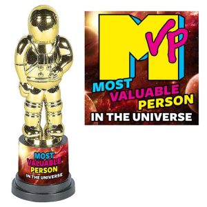Elevate your fundraising efforts with our exclusive Gold Astronaut Trophy! This eye-catching piece, featuring a colorful base and the title "Most Valuable Person in the Universe," is designed to inspire and reward excellence. The vibrant logo showcases "MVP" in dynamic pink and yellow hues, mirroring the same uplifting message of value and achievement. Perfect for schools and organizations seeking unique holiday fundraiser items, this trophy is not just an award; it's a celebration of outstanding contributions. Let's make your fundraising journey out of this world!.