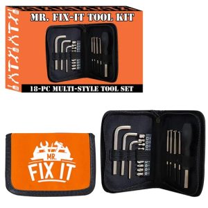 Introducing the Ultimate Mr. Fix-It Tool Kit—now available in our exclusive fundraising catalog! Perfect for holiday fundraisers, this 18-piece multi-style tool set is a must-have for every household or organization. Each kit comes neatly organized in a sleek black case, complemented by an eye-catching orange cover prominently featuring the brand logo. Offer this practical and stylish tool set through your school or organization's fundraiser and empower supporters with the tools they need while raising essential funds! Elevate your fundraising goals with quality and practicality that everyone will appreciate.