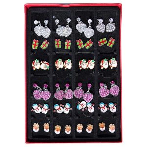 Unwrap the joy of the season with our enchanting set of festive earrings, perfect for your holiday fundraising success! This delightful collection boasts charming designs, including hearts, gifts, Santa Claus, snowmen, and reindeer—each piece crafted to capture the spirit of the holidays. Elegantly presented in a sophisticated red box with sleek black compartments, this selection promises both style and organization. Boost your fundraising efforts by offering these irresistible treasures that make festive gifting easy and memorable. Partner with us today to bring smiles and support to your school or organization’s cause!.