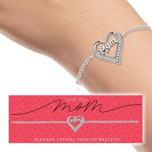 Introducing our exquisite Crystal Elegance Bracelet, the perfect way for schools and organizations to make their fundraising efforts shine this holiday season! This stunning silver bracelet features a beautiful heart-shaped charm inscribed with the word "Mom," making it an ideal gift that speaks volumes of love and appreciation. Each bracelet is thoughtfully packaged in elegant wrapping adorned with heart patterns and heartfelt expressions like "Love You Mom" and "Elegant Crystal Fashion Bracelet." Offer your supporters a chance to express their sentiments this holiday while boosting your fundraising success with our exclusive catalogs!.
