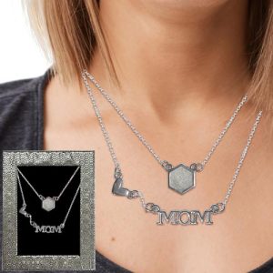 Introducing our Featured Jewelry Selection: The Perfect Gift for MOM! Capture the heart of every mother and boost your holiday fundraiser with our stunning silver necklace. This exquisite piece features a unique hexagonal pendant etched with "MOM," sure to be cherished by all who wear it. On the right, you'll find a detailed inset showcasing the necklace's intricate design, highlighting its elegance and craftsmanship. Offer this timeless keepsake in your fundraising catalogs and watch as supporters celebrate their loved ones while contributing to your cause. Let’s make this holiday season unforgettable—raise funds, spread joy, and offer cherished gifts that last a lifetime!.