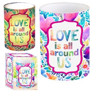 Illuminate your fundraising success with our exquisite Colorful Candle Holder! Adorned with an elegant floral design and featuring the inspiring text "LOVE is all around US" in vibrant colors, this piece promises to capture hearts and light up any room. Perfect for holiday fundraisers, this stunning candle holder will not only enhance your supporters’ homes but also help raise significant funds for your school or organization. Partner with us for a successful fundraising campaign that everyone will love!.