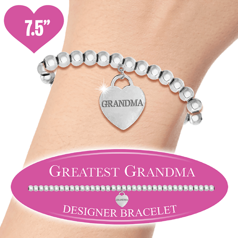 Show you care this season—a 7.5" silver beaded bracelet with heart "GRANDMA" charm and "GREATEST GRANDMA" accent. Perfect gift!.
